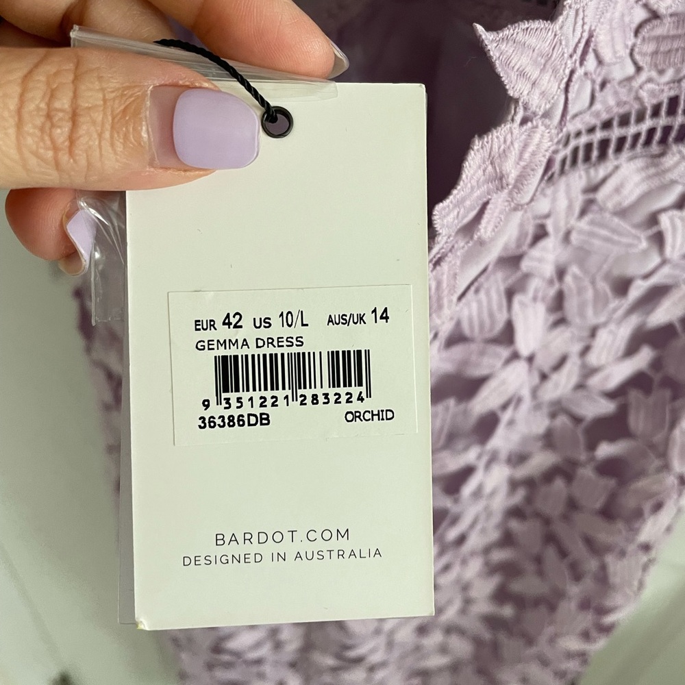 Bardot Gemma Lace Dress Orchid Size 10 Large - Picture 5 of 5
